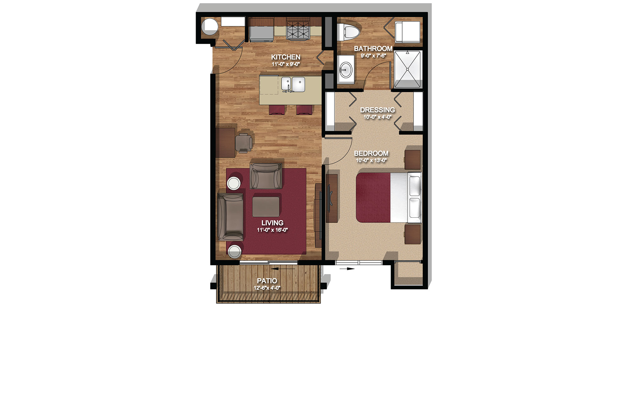 Standard Floor Plan - 592 s.f.