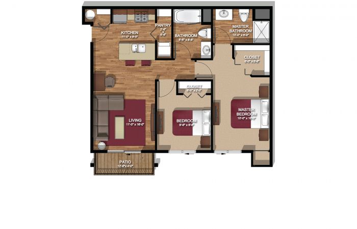 Standard Floor Plan - 852 s.f.